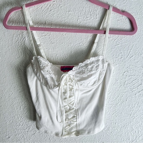 Edikted Fairygirl Cupped Lace Up Corset Tank White Small - Picture 3 of 8
